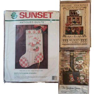 Christmas Quilted Crafting Stocking Kit Lot of 4 Santa Cut and Sew Pattern